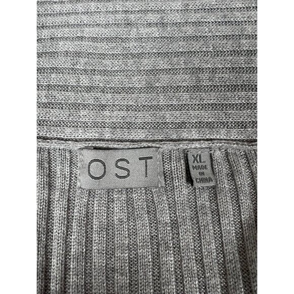 OST Open Long Gray Cardigan Kimono style size XL 90s Y2K Lightweight Spring - Picture 4 of 9